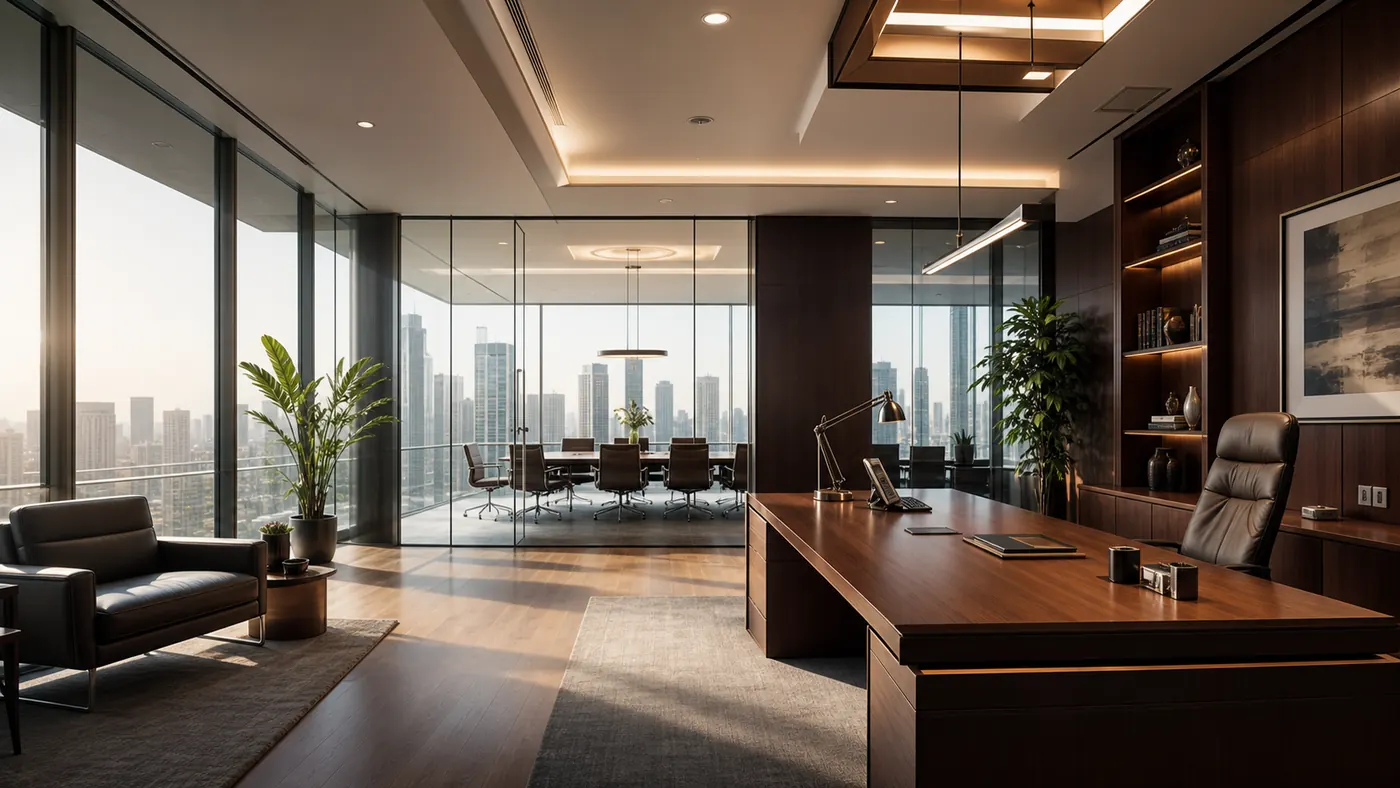 An executive office and conference area.