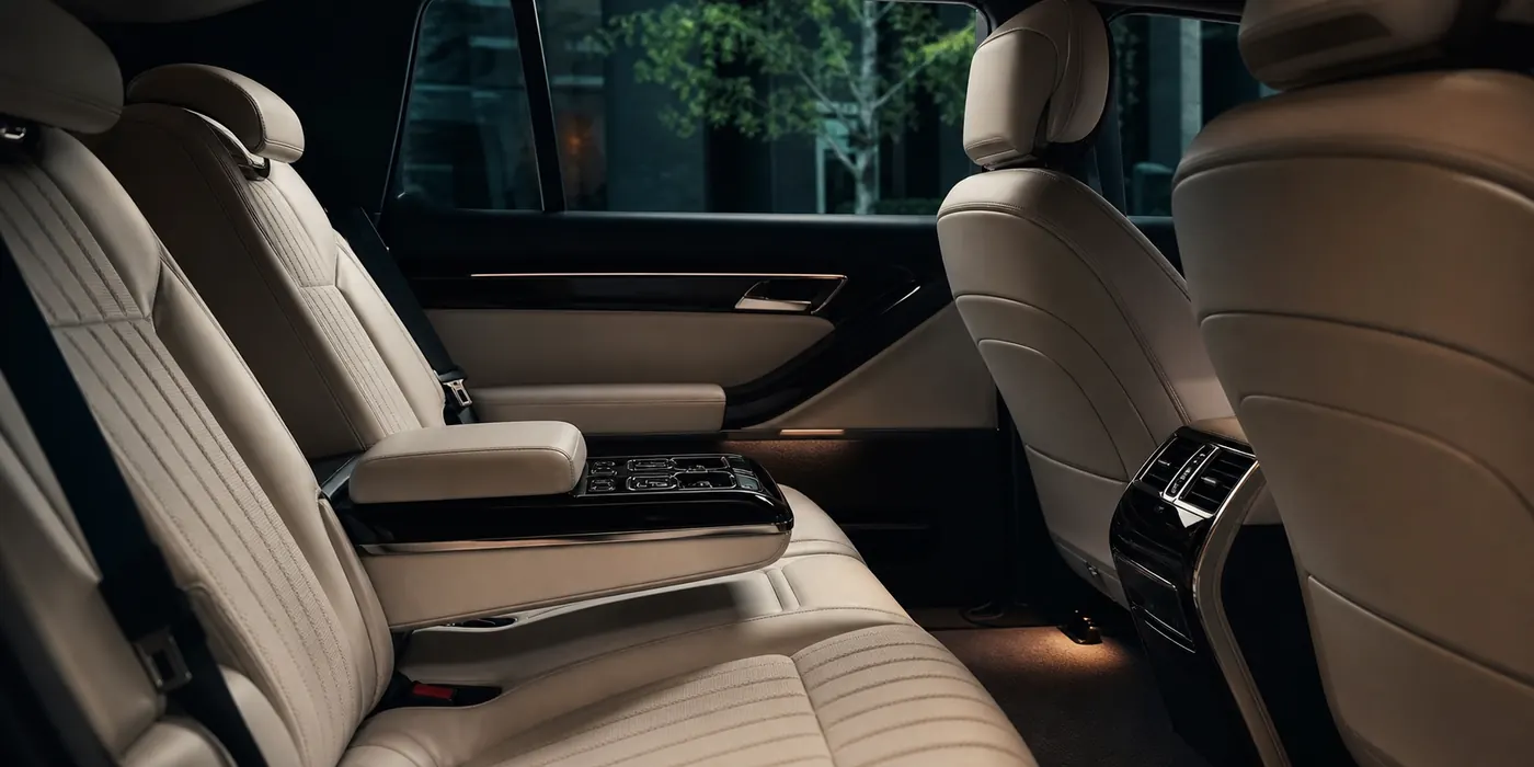 A private car interior at night.